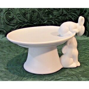 Haven 7.25" Two Figural Easter Bunnies Stoneware Cake Stand - Light Purple READ